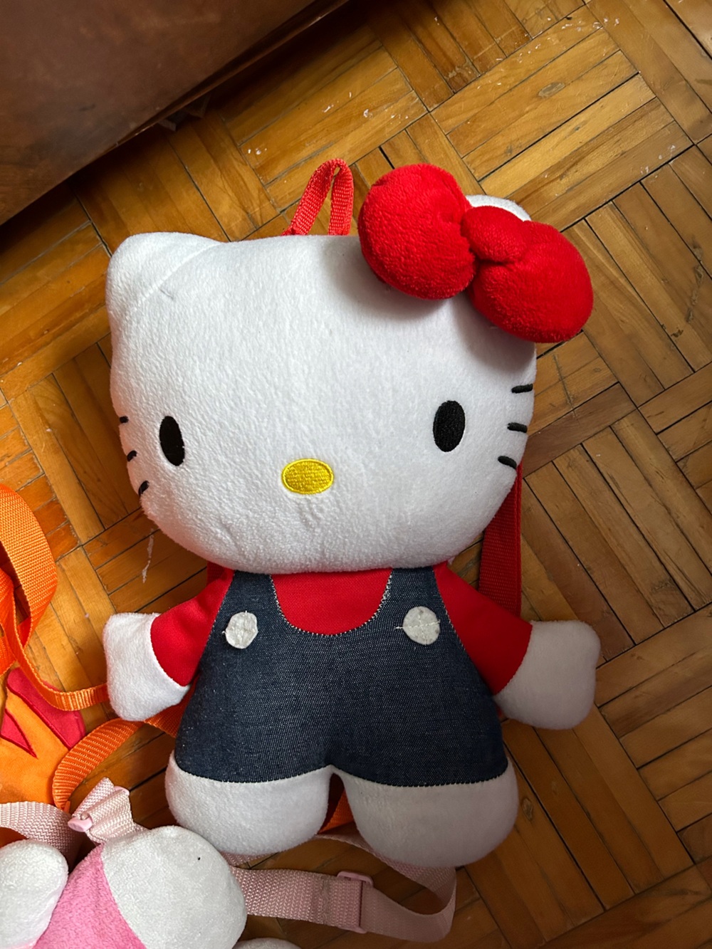 Hello Kitty White Plush Backpack with Red Bow and Red Accents